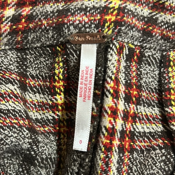 Free People Shape Up Trouser Pants Plaid High Rise Wide Leg Size 0 plaid pattern - Picture 5 of 8